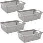 Hedume 4 Pack Plastic Storage Baskets with Handle, 15”x9.8”x4.7” Pantry Storage Bins, Closet Baskets, Large Organization Basket for Nursery, School, Office