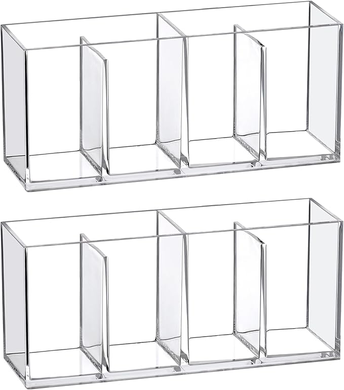 Amazing Abby - Felicia - Plastic Flatware Organizer, 4-Compartment Utensil Holder (2-Pack), Paper Plate Holder, Cutlery and Silverware Storage for Countertop, Perfect for Home and Restaurant Use