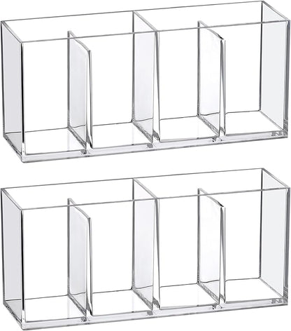Amazing Abby - Felicia - Plastic Flatware Organizer, 4-Compartment Utensil Holder (2-Pack), Paper Plate Holder, Cutlery and Silverware Storage for Countertop, Perfect for Home and Restaurant Use