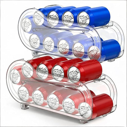 2 Pack Auto-Rolling Soda Can Organizer for Refrigerator/Fridge, Upgraded Soda Can Dispenser & Holder for Pantry Storage 10 Standard Size 12oz/ 11.2oz/ 355ml/ 330ml Drink Short Cans (Clear)