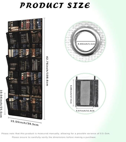 Books Over The Door Shoe Organizer 12 Pockets Over The Door Closet Organizer for Dorm Room Mesh Fabric Cats Shoe Holder Hanger Easy to Install Wall Hanging Storage
