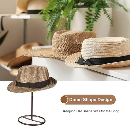 uxcell Metal Hat Display Stand 2 Pack Tabletop Hat and Wig Rack Holder Freestanding for Baseball Cap, Fedora Hat, Cowboy Hat - Bronze, 12 Inch