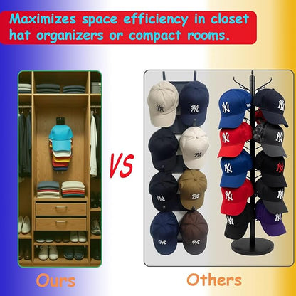 Wall Mounted Hat Rack for Baseball Caps - 2 Packs, 20 Capacity Hat Organizer, Space Saving Hat Storage Rack for Closet, Door, Wall, Baseball Cap Display Hanger for Hat Collection, Black