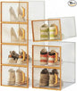 Clear Stackable Foldable Plastic Shoe Storage Boxes, 15 Pack Shoe Rack Shoe Organizer Space‑Saving Shoe Container for Closet Wardrobe Bedroom Entryway