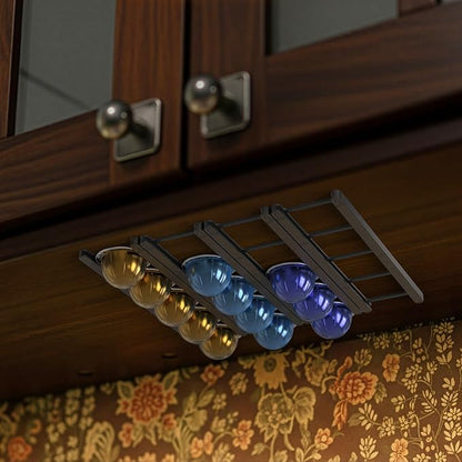 Adhesive Coffee Pod Holder for Nespresso VertuoLine, Holds 20 Capsules - Wall or Cabinet Mounted Coffee Capsule Rack with Strong 3M Adhesive Strips, Vertical or Horizontal Mount