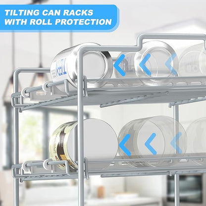 4 Tiers Stackable Can Rack Organizer, Wear-resistant Upgrade Beverage Food Can Dispenser Holder Holds up to 48 Cans for Kitchen Cabinet and Pantry (White)