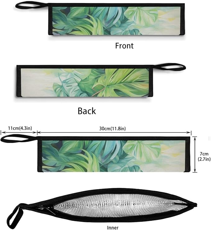 COEQINE Hawaii Style Utensil Holder Green Leave Cutlery Pouch Metal Straws Case With Handle Portable Travel Accessories Work Travel Barbecue，Coconut Tress Tropical Pattern