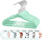 VIS'V Baby Hangers, 11 Inch Velvet Kids Hangers with 6 Pcs Clothes Size Dividers, Infant Toddler Nursery Closet Organization, Non Slip, Mint Green, 50 Pcs