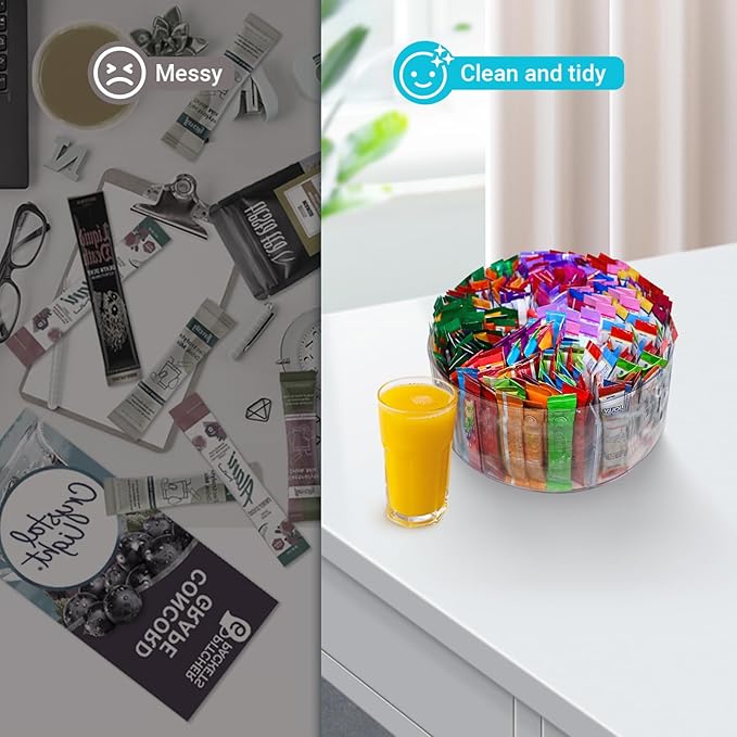 Drink Packet Organizer for Powdered Drink Mix,Powder Packet,Water Packet,Water Flavor Packet,hydration packets, Lazy Susan 360° Turntable Organizer for Drink Mix Necessities
