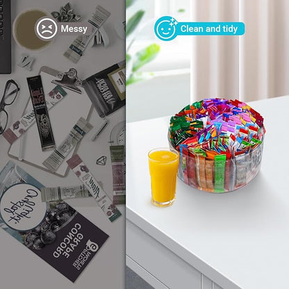 Drink Packet Organizer for Powdered Drink Mix,Powder Packet,Water Packet,Water Flavor Packet,hydration packets, Lazy Susan 360° Turntable Organizer for Drink Mix Necessities