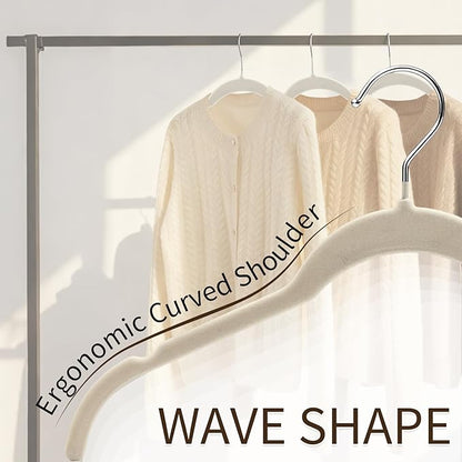 30 Pack Premium Velvet Shirt Hangers, Non-Slip Slim Flocked Felt Hangers, Space-Saving Coat Hanger with 360° Swivel Hook for Sweaters, Tops, Blouses, Strappy Dresses