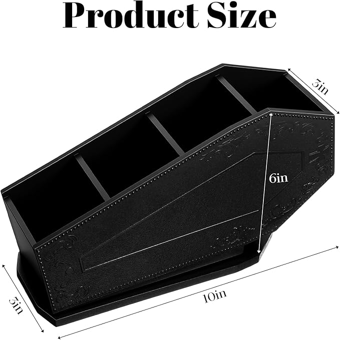 Coffin Makeup Brush Holder Gothic Wooden Organizer Spooky Coffin Case Gifts for Women Cosmetic Display Cases Spooky Home Office Pencil Brushes Organizer Bathroom Christmas Decor Accessories