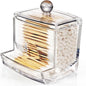 SheeChung 10Oz Acrylic Qtip Holder Dispenser for Cotton Swabs, Small Clear Plastic Containers Apothecary Jars with Lid, Bathroom Accessories, Vanity Organizers and Storage, Home Essentials Decor-Clear