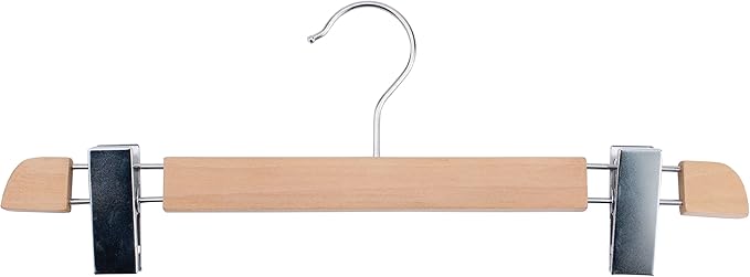 NAHANCO Executive Collection, Wooden Pant Hangers, 14" Natural (Pack of 12)