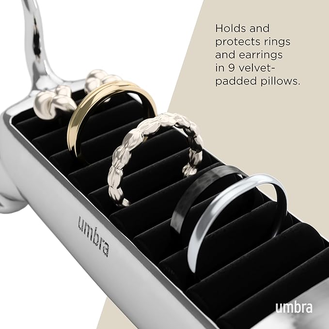 Umbra Ali Cat Ring Holder - Gift for Pet Kitty Kitten Lover - Jewelry Storage, Chrome
