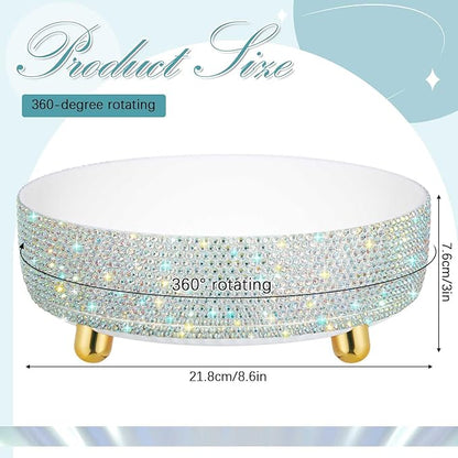 Honeydak White Bling Perfume Makeup Organizer Bling Mother's Day Nurses Day Gifts for Women Bathroom Organizers and Storage 360 Rotating Makeup Organizer for Countertop(Resin Stone)