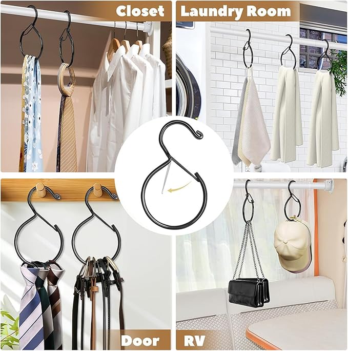 Belt Hanger for Closet, Metal Rust-Proof Belt Rack, Scarf Hanger, Hat Hanger, Tie Hanger, Ideal for Organizing Belts, Ties, Scarves, Hats, and Bags in Your Wardrobe (6 Pack)