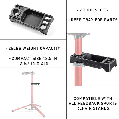 Feedback Sports | Tool Tray for Bike Repair Stands | Compatible W Upright Repair Stands | Black