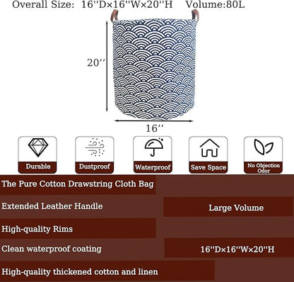 Waterproof Laundry Hamper Collapsible Laundry Basket Leather Handle Laundry Bag Large Clothes Storage Toy Organization for Bathroom Bedroom Laundryroom College Dorms (951-Satisfied laundry hampers)