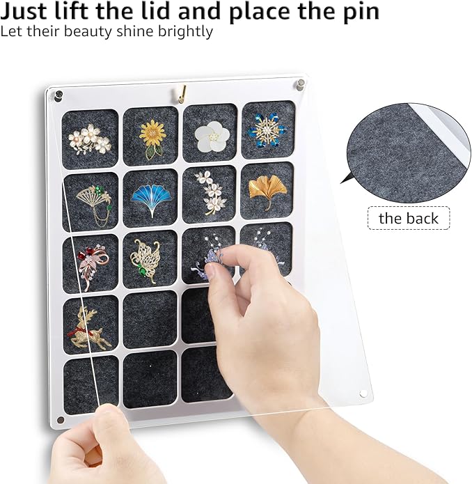 Acrylic Pin Display Board, Clear Acrylic Pin Collection Display Organizer, Pin Storage Display, Hold Up to 40 Pins Holder Display, Enamel Pin Holder for Brooches Enamel Pins