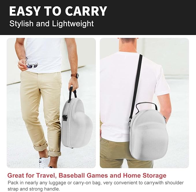 Livelab Hat Travel Case, Hard Hat Case for Baseball Caps, Hat Storage for Travel with Carrying Handle & Shoulder Strap, Hat Organizer Protects Up to 6 Hats - Grey