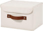 Storage Bins Box with Lids Decorative Cotton Linen Fabric Baskets Cubes with Handles PP Plastic Board Foldable Washable Lidded Clothing Shelf Closet Organizer Container (Beige, Small)