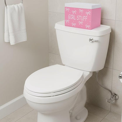 R HORSE Tampon Holder for Bathroom - Pink Feminine Product Organizer, Bow Organize Case with Lid Shark Week Tampon Storage Lady Stuff Box for Bathroom Accessories