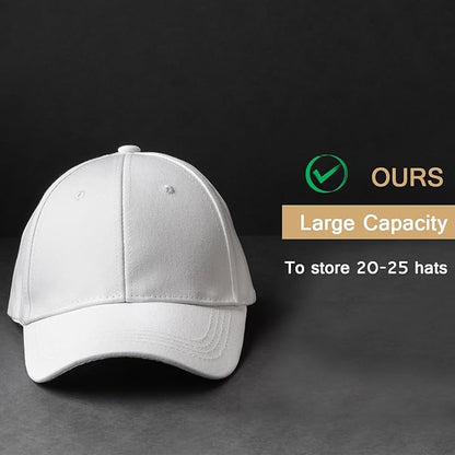 4 Pcs Baseball Hat Storage Organizer, Baseball Cap Organizer with 2 Carry Handles Hat Holder Rack for Closet Travel Hat Organizer (Black)