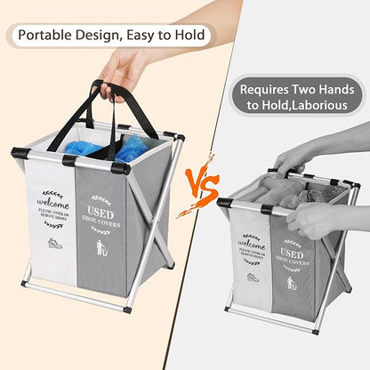 Natheeph Foldable Shoe Covers Disposable Box, Disposable Shoe Cover Dispenser Box with Please Remove Your Shoes Sign Covers for Open House Supplies Real Estate Agent Supplies with 10 Covers