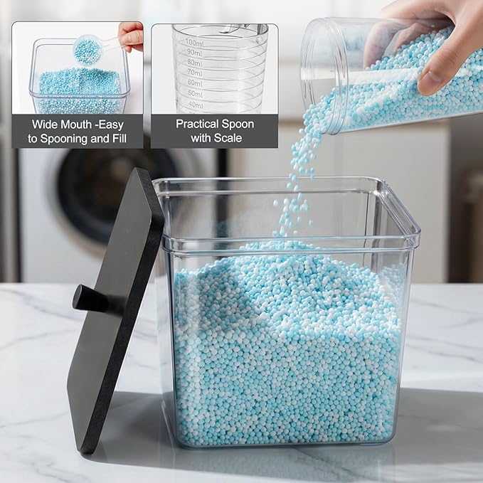 Hudgan 4 Pack Laundry Detergent Container Large Laundry Pods jars with lids and Scoop for Laundry Room Organization