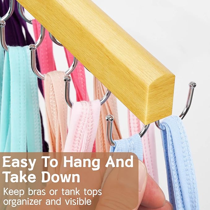 Belt & Bra Organizer for Closet - Tie Rack With 22 Rotatable Hooks, Stackable Space Saving Hanger for Women/Men, Tank Top Organizer, 3pcs