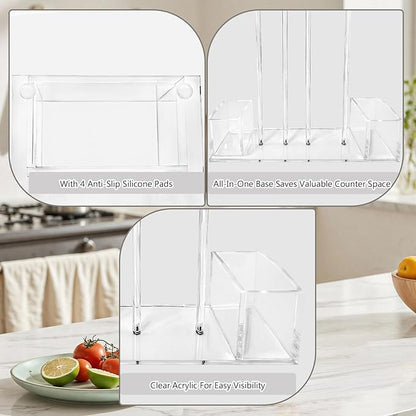 2-In-1 Mason Jar Lid Organizer, Acrylic Lid Storage Organizer for Regular & Wide Mason/Canning Lids, Holds 14 of Each Size, Canning Rack for Cabinet, Countertop & Pantry