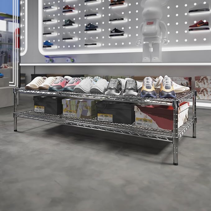 24" Deep x 54" Wide x 14" Height Wire Shelving Kit | 2-Tier | NSF Commercial Storage Rack Unit