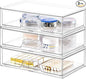 3 Pack Stackable Makeup Organizer, 12.1''L Acrylic Bathroom Organizer and Storage Undersink Drawer, Cosmetics and Beauty Supplies,Clear Plastic Storage Bins for Vanity,Pantry,Desk,Cabinet,Kitchen