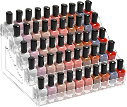 Nimiah 5-Tiers Nail Polish Hoder - Clear Acrylic Display Rack for Nail Organizers and Storage Vanity Display Stand for Eyeglass Makeup and Eyeshadow Palettes