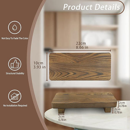 Wooden Bathroom Counter Tray for Home Decor, Farmhouse Wood Riser for Table Countertop, Small Soap Pedestal Stand, YITOBA Decorative Trays for Kitchen Sink, Vanity (Brown)