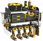 SUNALLY Power Tool Organizer, Heavy Duty Wall Mount Tool Organizer 3 Layers with 4 Drill Holders, Garage Tools Storage Rack with 2 Side Pegboards and Hooks for Workshop, Shed, Black