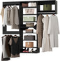 Modular Closet Organizer, 102" Wide with Towers and Hanging, Wooden Tower Storage for Walk-In Closets, Wall-Mounted Wardrobe Organizer Kit System, Black
