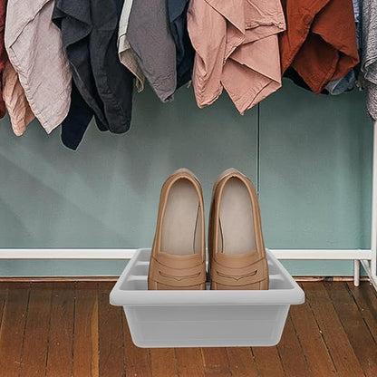 BESPORTBLE Space-Saving Vertical Shoe Storage Box Grey Plastic Stackable Shoe Organizer Container for Home Closet Organization
