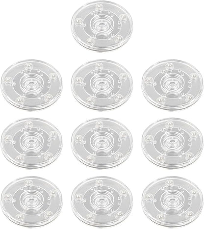 Geesatis 10 Pcs Tiny Lazy Susan 3 inch Acrylic Turntable Organizer Bearings Round Swivel Plate, Smooth Swivel Plate for Kitchen Base Turn Dining Table, Clear