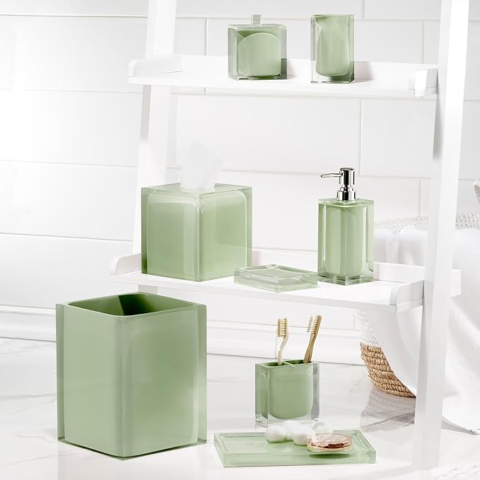 IZOD - Vanity Tray, Clear Resin Countertop Accessories, Modern Bathroom Decor, Dorm Room Essentials (Marina Collection, Green)