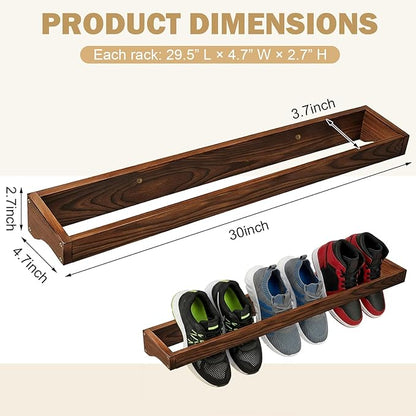 3 Pcs Wall Mounted Shoe Rack, 30 Inch Wall Mounted Shoes Storage Organizer Space Saving for Mudroom Entryway Closet