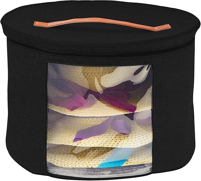 Hat Storage Box for Women and Men Felt Round Foldable Sturdy Large Travel Stuffed Animal Toy Storage