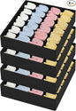 Joyoldelf Sock Drawer Organizer Divider Underwear Organizer 24-cell Fabric Dresser Drawer Organizers Storage Boxes for Socks Lingerie, Handkerchiefs, Ties 4 Pack (Black)