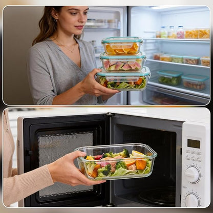 Liuruiyu Glass Food Storage Containers with Lids, 8 Pack Meal Prep Containers, Airtight Bento Boxes with Leak Proof Locking for Microwave, Oven, Freezer and Dishwasher, BPA Free（5oz to 36oz）