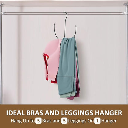 ZEDODIER Legging Hangers for Closet Organizer, Space Saving Sport Bra Hanger, 10 Storage Capacity Closet Organizers and Storage for Bras Tank Tops Belts Hats, Black