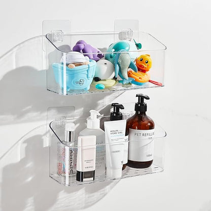 Bath Toy Storage Holder for Bathtub, Clear Bath Toy Organizer Large Capacity Bathtub Toy Storage Shower Caddy for Bathroom (2 Large)