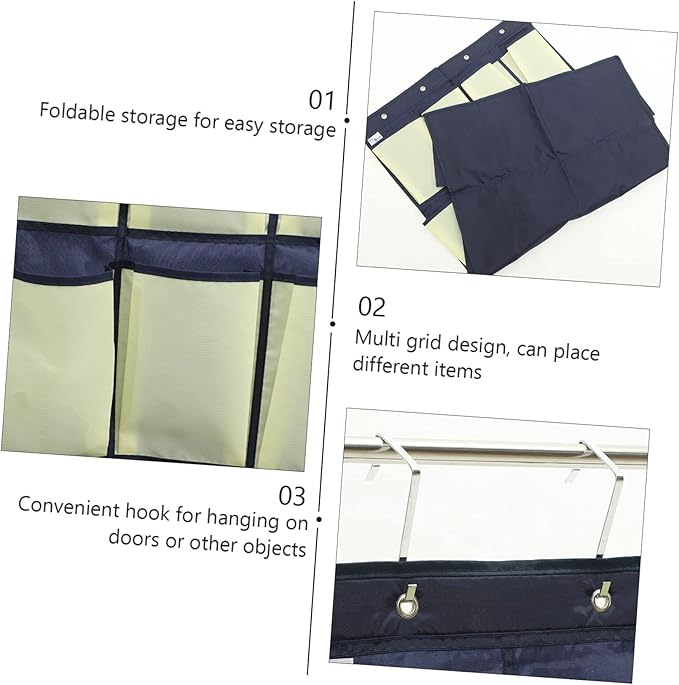 Over the Door Hanging Shoe Organizer Bag Pouch for Closet Storage Multi Use Oxford Hanging Storage for Shoes Socks and Items in Blue Yellow