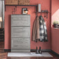 Haotian Shoe Storage Cabinet Entryway, Freestanding Shoe Cabinet with 3 Flip-Drawers Fully Enclosed Tall Shoe Rack Shoe Organizer, Grey, FSR137-L-HG
