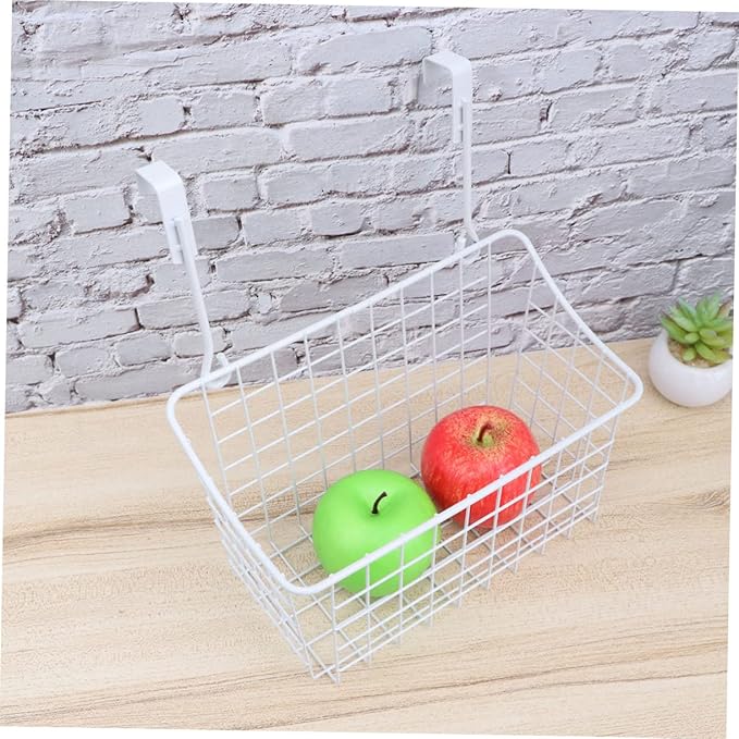SOLUSTRE Cabinet Storage Basket Organizer for Door Hanging Space-saving Rack for Kitchen Bathroom to Install and Remove Ventilated Design White